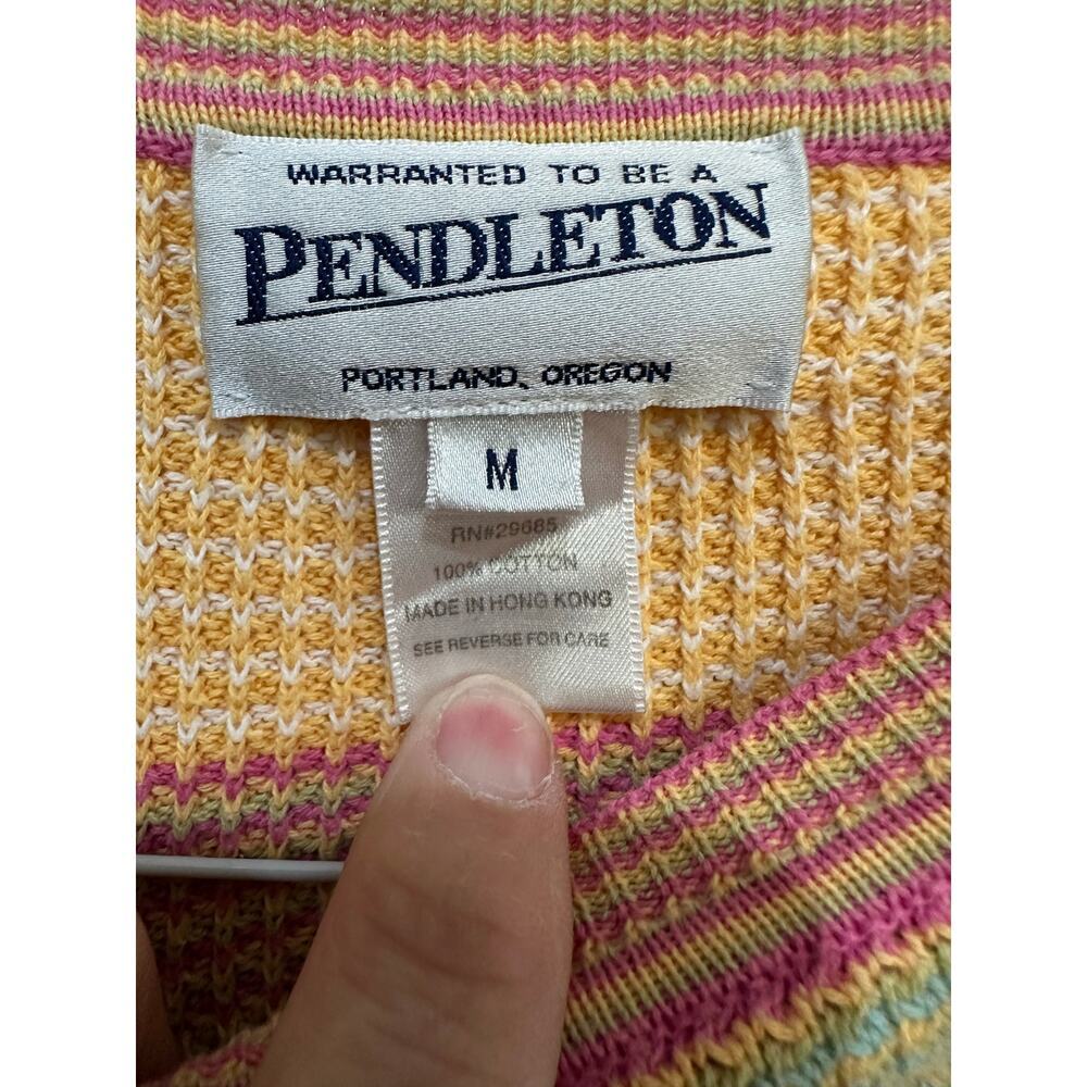 Pendleton Sweater 100% Cotton Crew Neck Striped Print Multicolor Size Medium - Picture 5 of 7